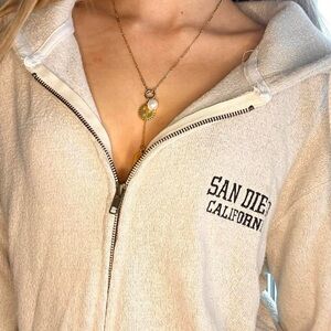 White San Diego California Zip-Up Hoodie